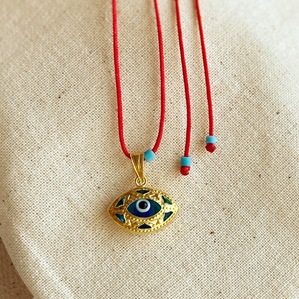 925 Sterling Silver Necklace, Evil Eye Necklace, Red String Necklace, Eye Lover Necklace, Evil Eye Lover Gift, Protect Jewelry,
