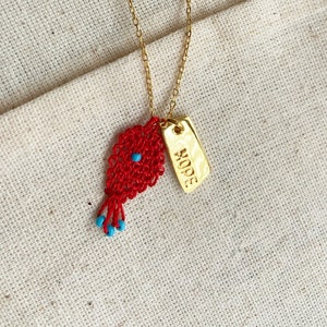 925 Sterling Silver Fish Necklace, Gold Fish Necklace, Minimal Red Necklace, Fish Lover Necklace, Fish Lover Gift