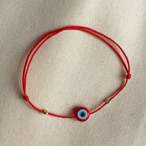 Pulsera de hilo rojo contra el mal de ojo: plata de ley 925, amuleto de la buena suerte