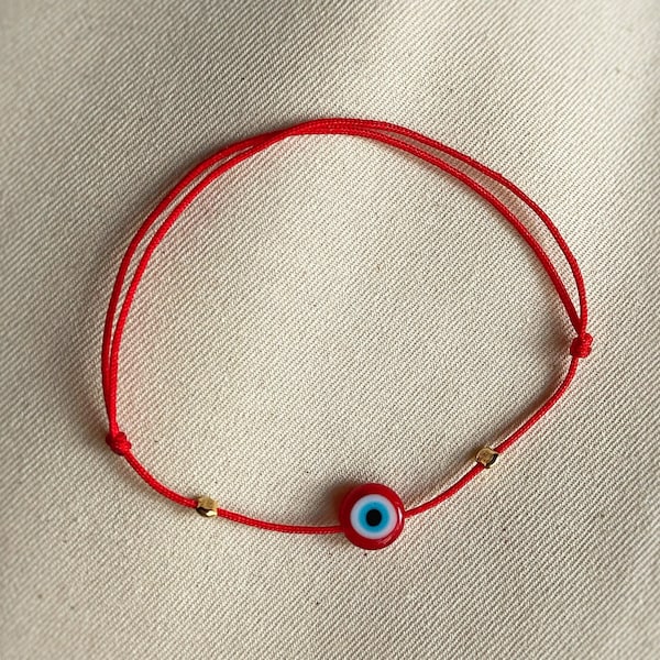 925 Sterling Silver Evil eye bracelet,  Red string bracelet, Good luck jewelry, Amulet bracelet, Protection bracelet