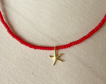 925 Sterling Silver Necklace, Gold Drop Necklace, Gold Plate Necklace, Red String Necklace, Minimal Red Necklace,