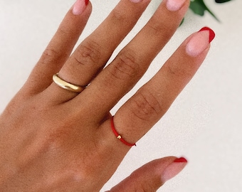 925 Sterling Silver Red String Of Fate Ring, Red String Ring, Promise Ring, Red Couple Ring, Adjustable String Ring