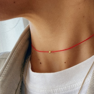 925 Red String Choker, Protection Jewelry, Kaballah Red Necklace, Red Amulet Jewelry, Adjustable String Necklace, Red String Necklace