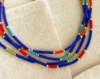 925 Colourful Beaded Anklet, Sterling Silver Summer Beach Jewellery, Blue Minimal Anklet, Handmade Bohemian Anklets