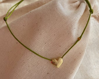 925 Heart Bracelet, 925 Minimal Jewelry, Adjustable String Bracelet, Minimal Lover Gift, Colorful Minimal Bracelet