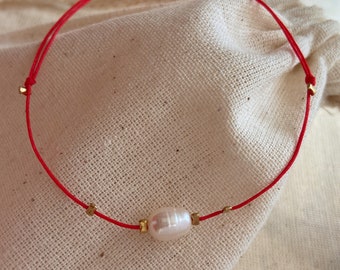 925 Red String Bracelet, Fresh Water Pearl Bracelet, Protection Jewelry, Kaballah Red Bracelet, Red Amulet Jewelry, Red String Bracelet