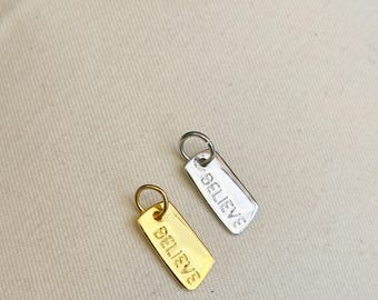 925スターリングシルバーのBelieveチャーム：インスピレーションペンダント