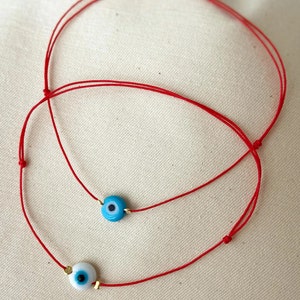 Bransoletka ze srebra próby 925 ze złym okiem, Bransoletka z czerwonego sznurka, Biżuteria na szczęście, Bransoletka z amuletem, Bransoletka ochronna