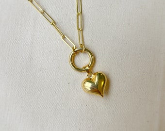 925 Heart Necklace, Heart Lover Necklace, Heart Pendant Necklace, Gold Heart Necklace,