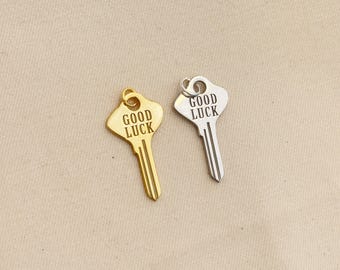 Sterling Silver Charm, Good Luck Charm, Gold Key Charm, 925 Sterling Silver, Key Lover Gift, Good Luck Lover Gift, Good Luck Jewelry