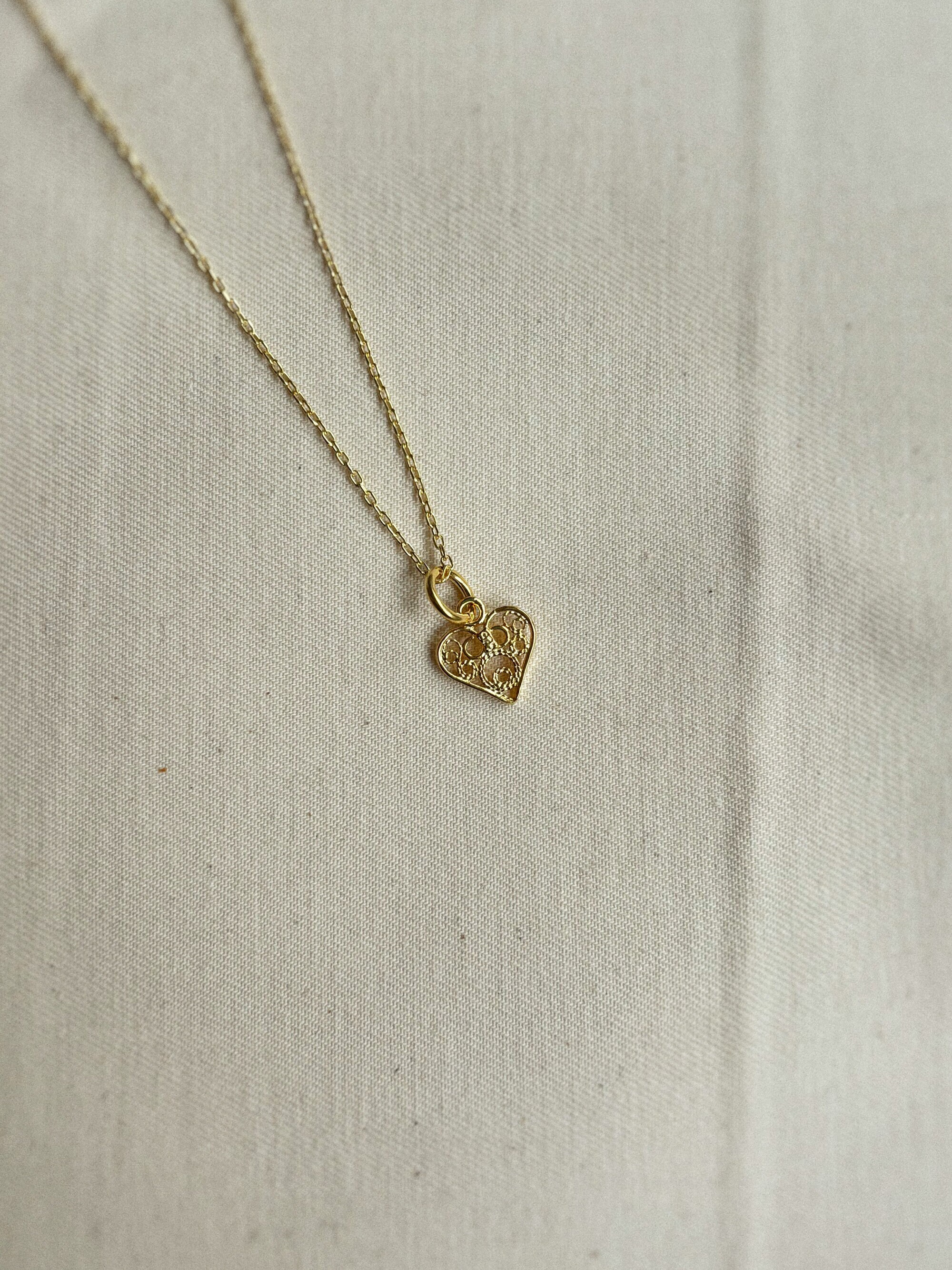 925 Heart Necklace, Turkish Telkari Necklace, 925 Gold Filigree Necklace, Gold Heart Necklace, Heart Lover Gift