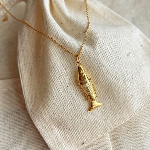 925 Sterling Silver Fish Necklace, Gold Fish Necklace, Minimal Fish Necklace, Fish Lover Necklace, Fish Lover Gift image 1