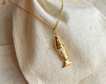 925 Sterling Silver Fish Necklace, Gold Fish Necklace, Minimal