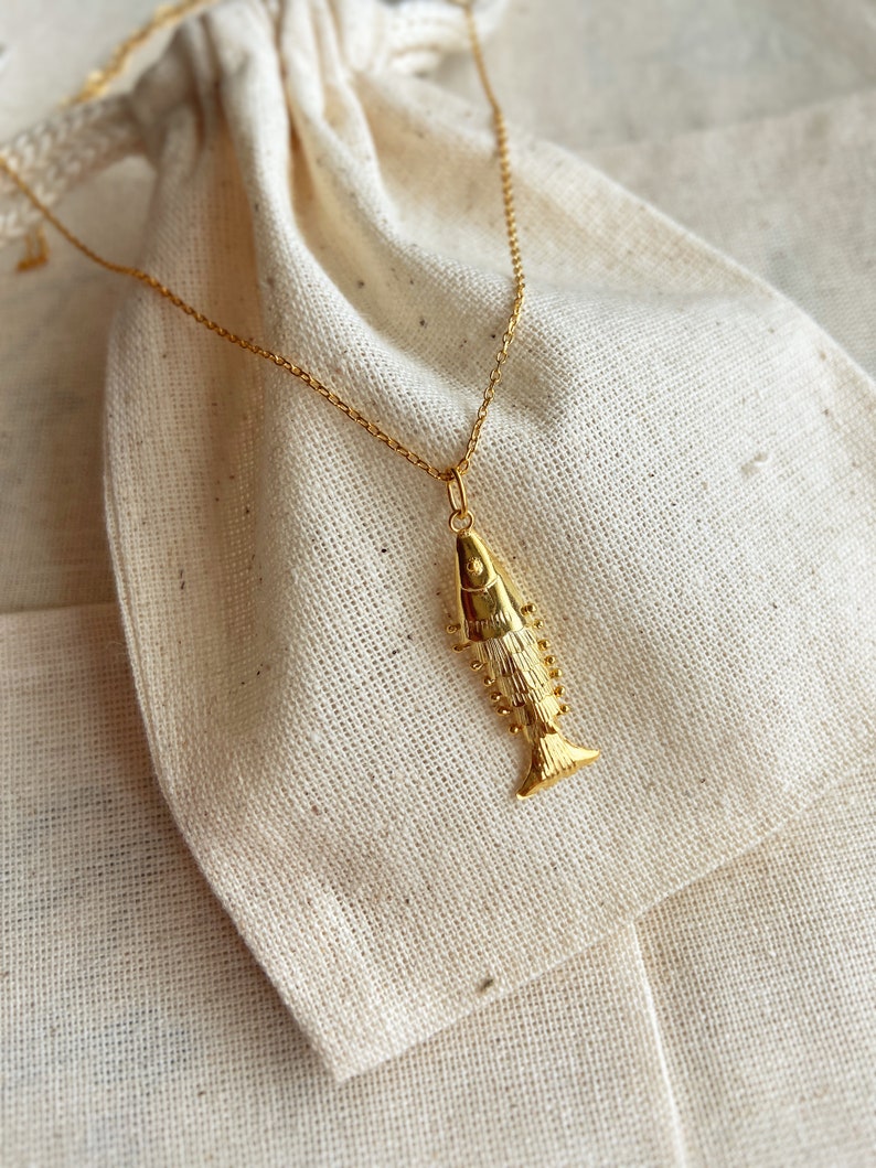 925 Sterling Silver Fish Necklace, Gold Fish Necklace, Minimal Fish Necklace, Fish Lover Necklace, Fish Lover Gift image 1