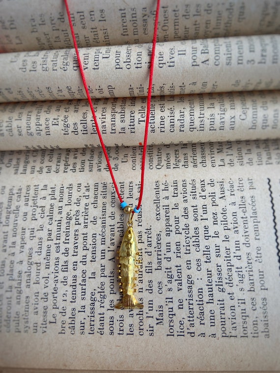 925 Sterling Silver Fish Necklace, Gold Fish Necklace, Red String Necklace, Minimal Red Necklace, Fish Lover Necklace, Fish Lover Gift
