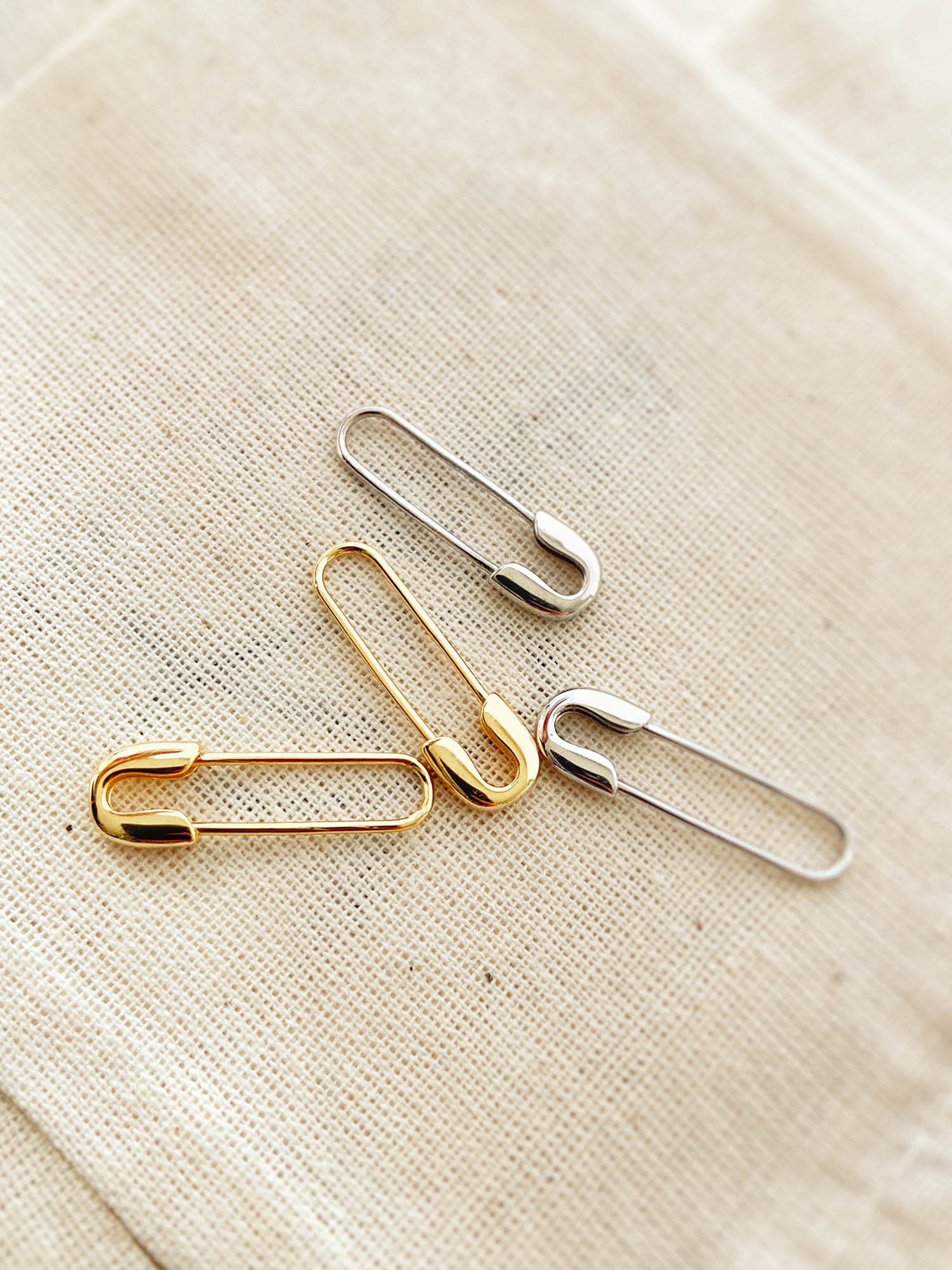 Ear Pin Clips 925 Safety Pin Earring, Paper Clip Earring, Minimal Gold Safety Pin ...