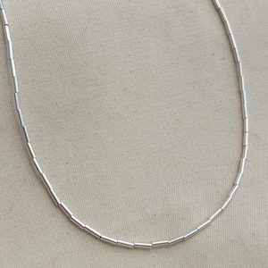 925 Sterling Silver Tube Bead Necklace: Stackable Choker