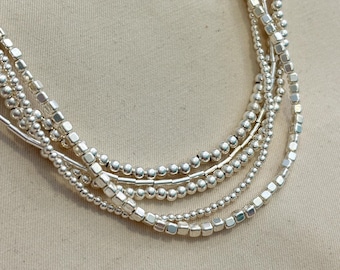 925 3,5 mm Ball Beaded Necklace, Sterling Silver Necklace, Ball Bead Necklace, Stackable Silver Necklace, Silver Stackable Choker