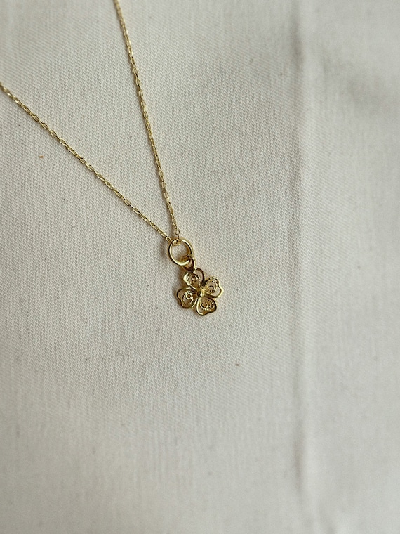 925 Clover Lucky Necklace, Turkish Telkari Necklace, 925 Gold Filigree Necklace, Good Luck Necklace, Lucky Charms Necklace,
