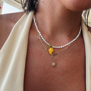 Lemon Necklace, Fruit Lover Gift, Lemon Charm Necklace, Colorful Fruit Jewelry, Summer Necklace Gift, Garden Inspired Necklace,
