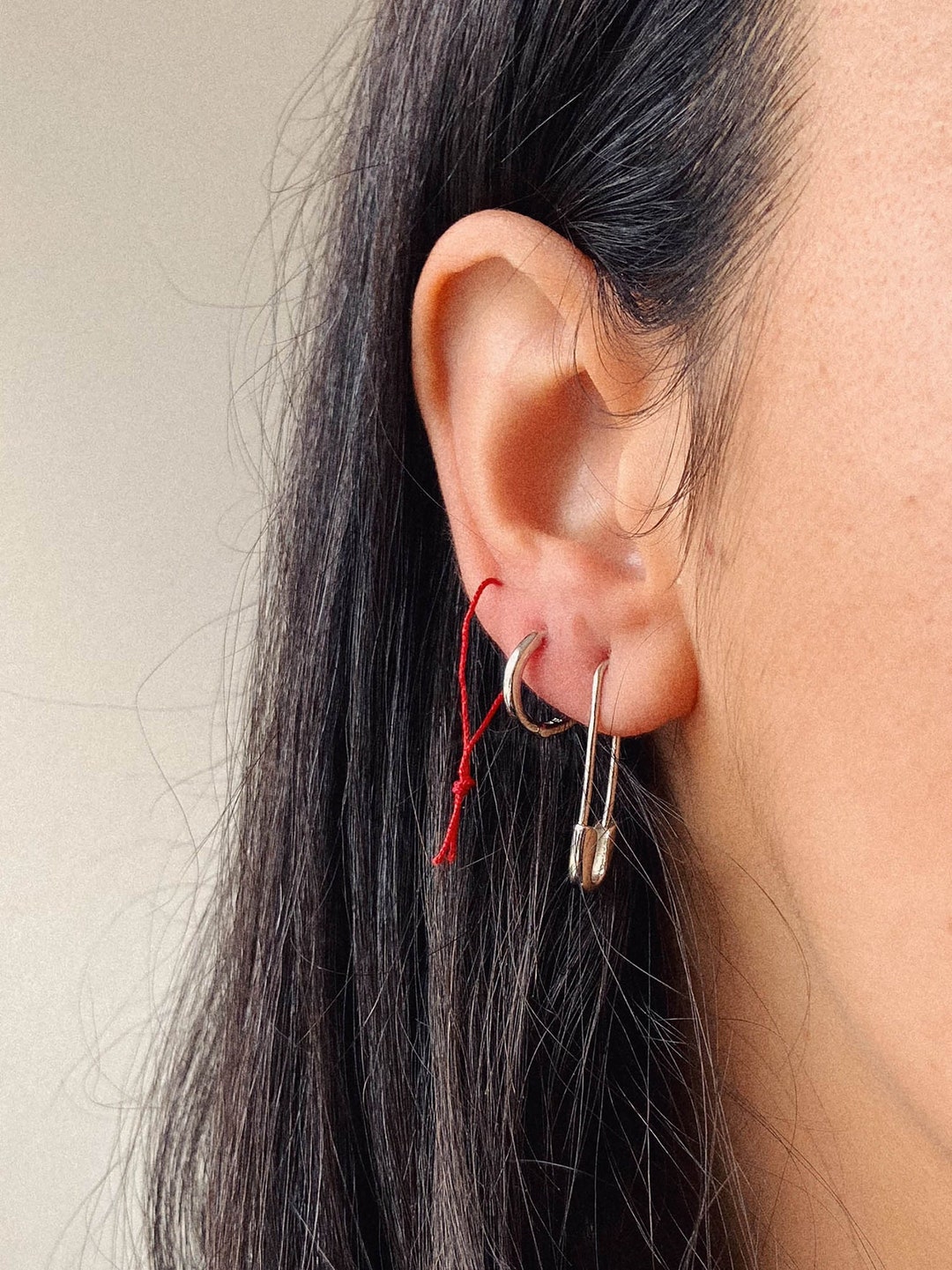 Ear Pin Clips 925 Safety Pin Earring, Paper Clip Earring, Minimal Gold Safety Pin ...
