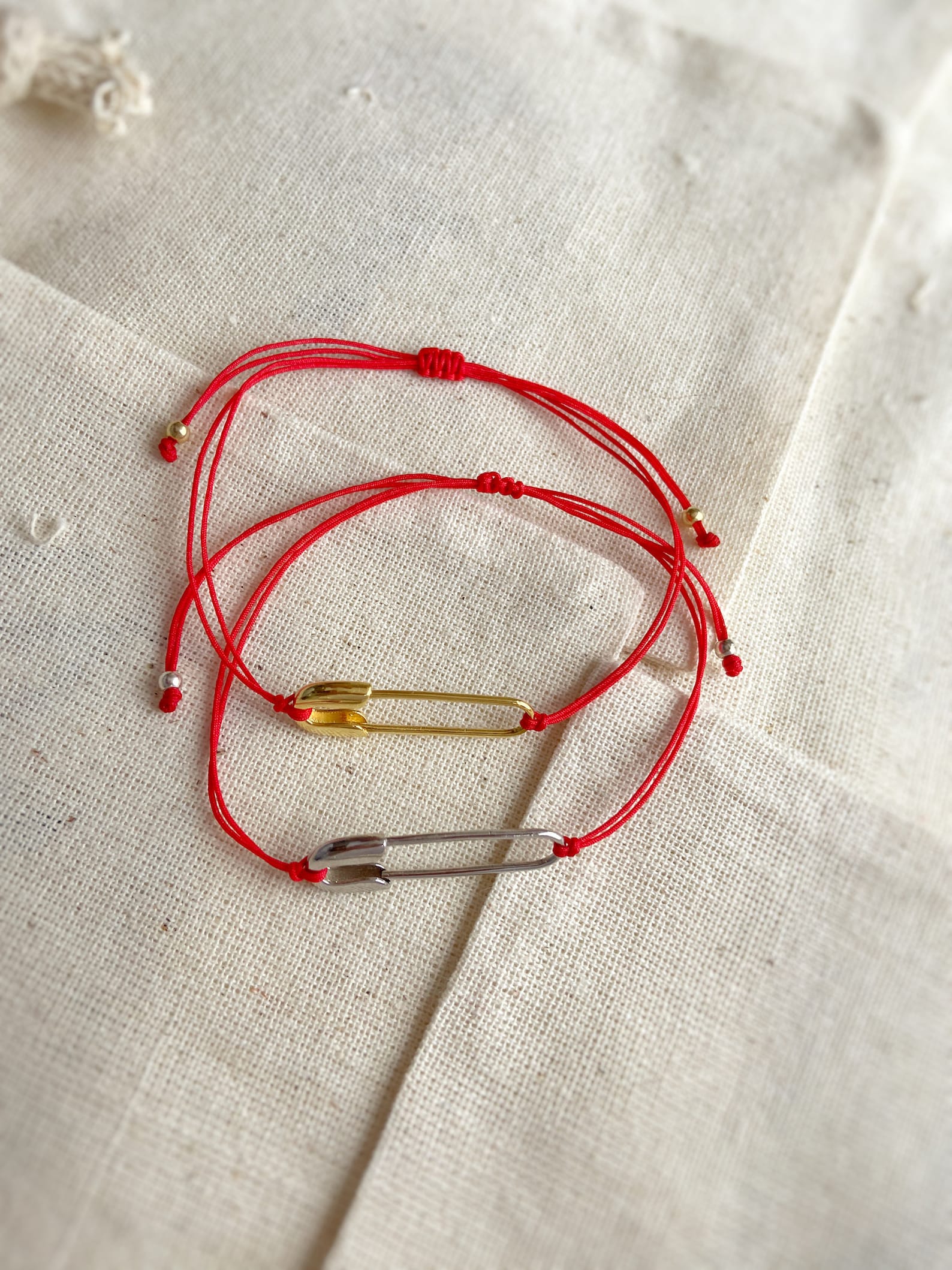 925 Safety Pin Red String Bracelet Paper Clip Bracelet Etsy