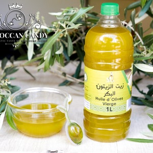 Authentic Moroccan Olive Oil - 1000ml bottle of pure extra virgin olive oil for cooking, seasoning salads and all culinary needs