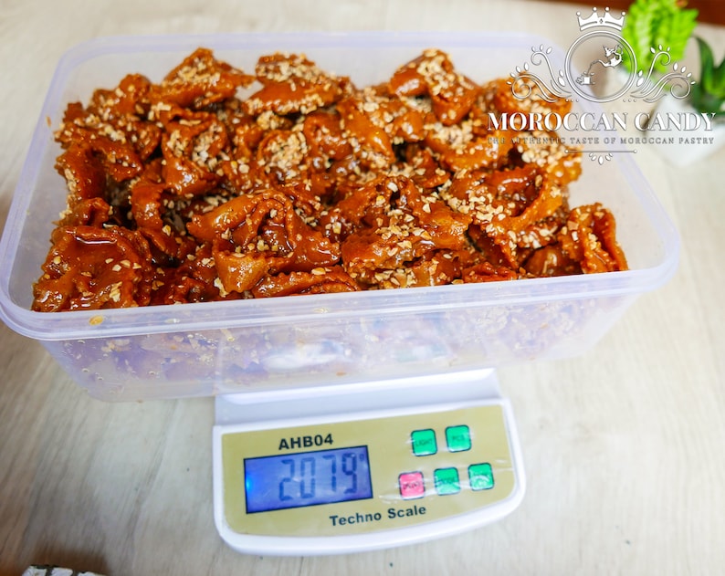 CHEBAKIA moroccan cookies for ramadan, homemade pastry with almonds 4 lbs