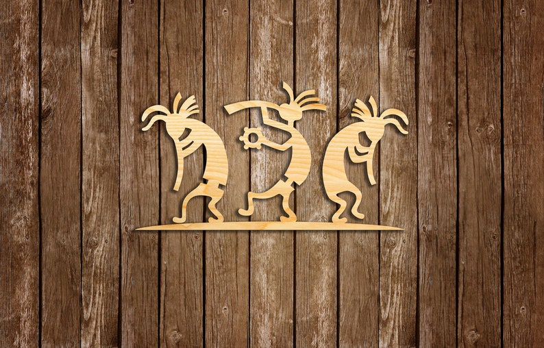 Three Kokopelli wall decor from wood Wooden Art Hanging Etsy