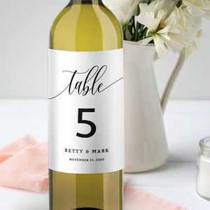 Wine Label Table Numbers Template Wine Table Number Label | Etsy
