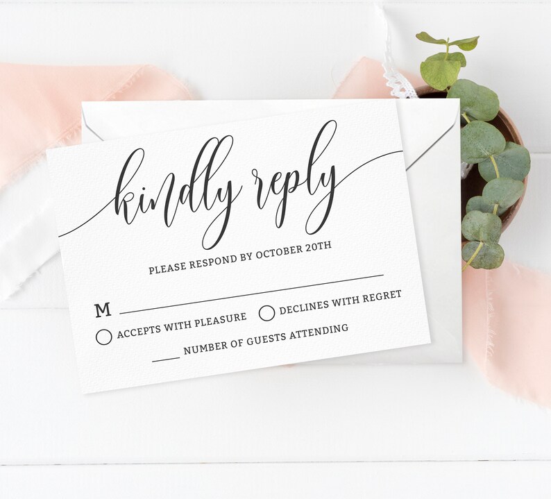 Printable Wedding RSVP Card Template Editable Wedding Etsy