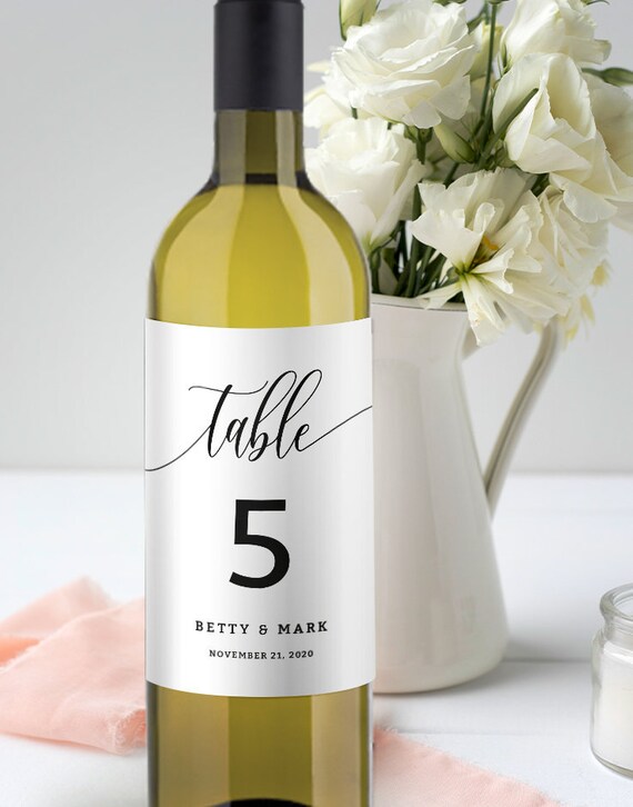 Wine Label Table Numbers Template Wine Table Number Label | Etsy