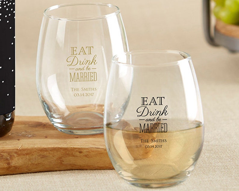 Personalized 9 Oz. Stemless Wine Glass Perfect Party Favor Etsy