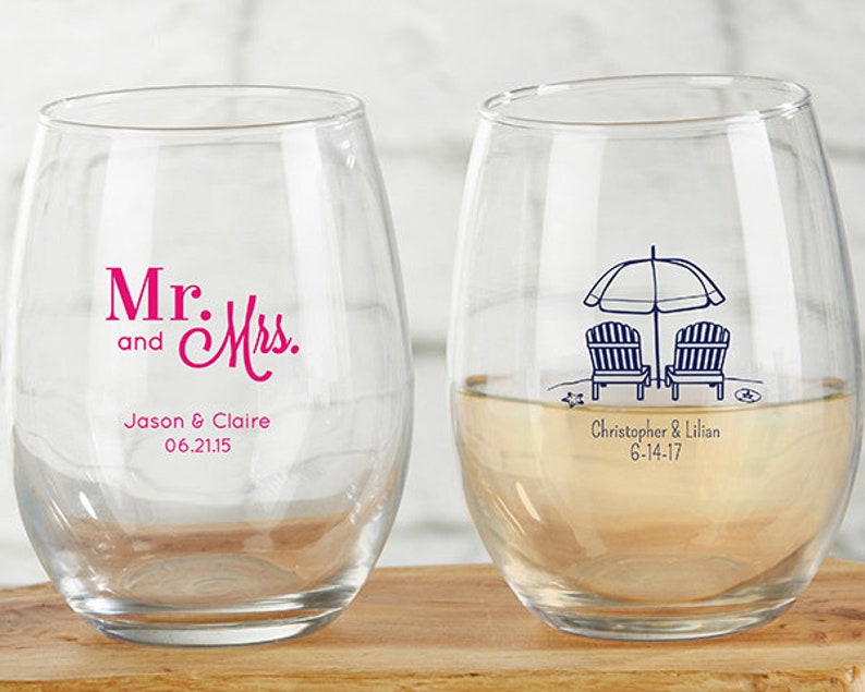 Personalized Stemless Wine Glass Party Favors Birthday Party Favors