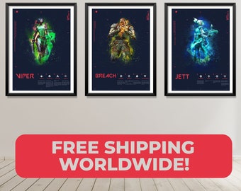 Valorant gaming Poster Set - Pick your Agents and guns -  Pc Gamer twitch streamer Print decor gifts for game room