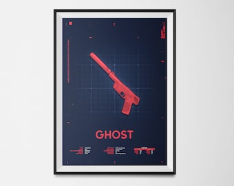 Gaming Poster – A3 Valorant Poster, Ghost gun HD Print – Easy to Frame – Ideal for Game Room, Man Cave, Gaming Enthusiasts Blueprint Gun