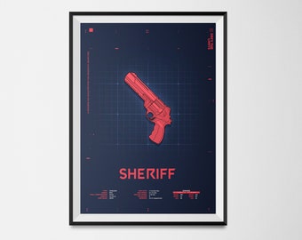 Gaming Poster – A3 Valorant Poster, Sheriff gun HD Print – Easy to Frame – Ideal for Game Room, Man Cave, Gaming Enthusiasts Blueprint Gun