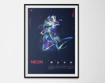 Gaming Poster – A3 Valorant Poster, Neon agent HD Print – Easy to Frame – Ideal for Game Room, Man Cave, Gaming Enthusiasts
