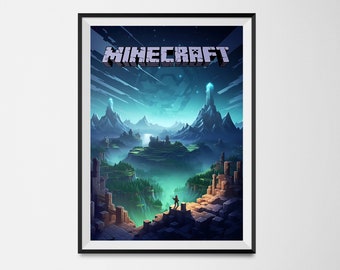 A3 Minecraft Gaming Poster, Gamer gift HD Print– Easy to Frame, Ideal for Game Room, Man Cave, Gaming Enthusiasts Fan-made wall art print v4