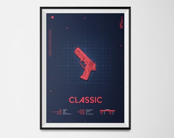 Gaming Poster – A3 Valorant Poster, Classic gun HD Print – Easy to Frame – Ideal for Game Room, Man Cave, Gaming Enthusiasts Blueprint Gun