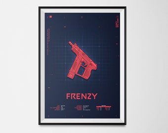 Gaming Poster – A3 Valorant Poster, Frenzy gun HD Print – Easy to Frame – Ideal for Game Room, Man Cave, Gaming Enthusiasts Blueprint Gun