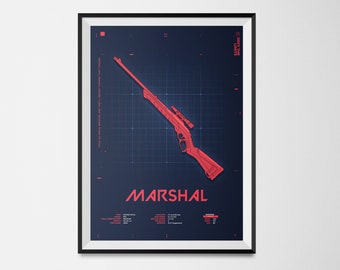 Gaming Poster – A3 Valorant Poster, Marshal gun HD Print – Easy to Frame – Ideal for Game Room, Man Cave, Gaming Enthusiasts Blueprint Gun