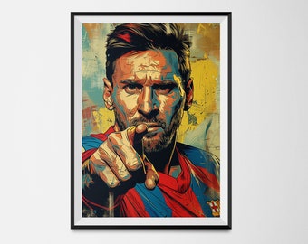 FREE SHIPPING Leo Messi poster, football fan gift, argentina barcelona fc home decor mancave A3 size soccer dad