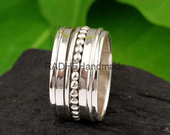 Handmade Spinner ring, 925 Sterling Silver Ring, Anxiety Ring, Meditation Ring, Mothers day gifts, Silver Spinner Ring, Gift For Her.