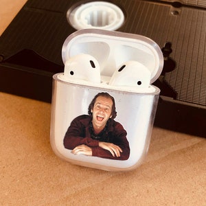 psychologische Horror Airpods Transparen Fall kompatibel für AirPods Fall 2 & 1 Premium Hartplastik Schutzhülle mit Design-Logo