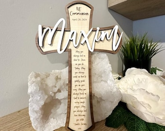 First Communion Gift Baptism Gift Confirmation Cross Christening Gift Personalized Wood Cross boys communion gift girls communion gift