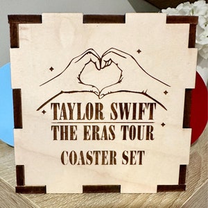 Taylor Swift Coasters Set of 5 with Box, Taylor Swift Eras Tour Gift, Taylor Swift Lover, Swiftie Gift, Taylor Swift Album Coaster Set image 4