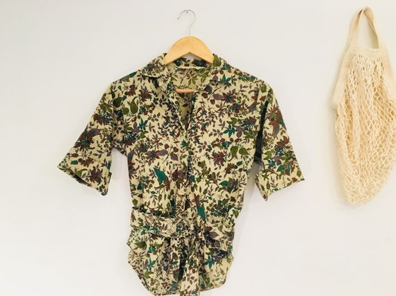short sleeve boho shirt, boho top, button down shi