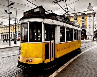 Lisbon Yellow Tram | fine art print | Portugal | color | Contemporary Art Prints | Living Room Décor | city | wall art | Canvas | Travel