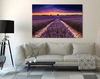 Provence lavender fields | sunset | fine art print | Canvas | France | color | Contemporary Art Prints | landscape | wall art | Travel
